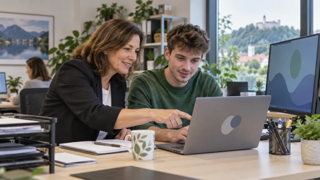 Mentor in udeleženec skupaj razvijata digitalne kompetence